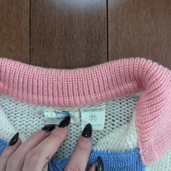3/$20 KIDS PASTEL KNIT VINTAGE COLLARED SWEATER - Picture 2 of 2
